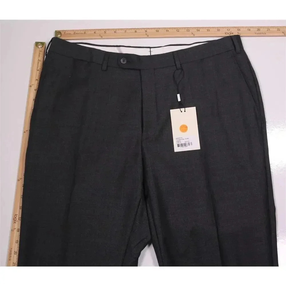 Suitsupply Brescia Solid Gray Flat Front Super 110's Wool Dress Pants 38x36 - Picture 4 of 7